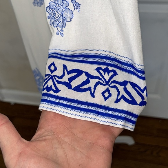 GLAM white and blue 💯 cotton dress - Picture 2 of 5